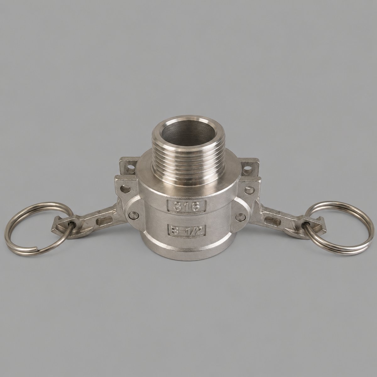 Camlock typ B — gniazdo z dźwigniami zaciskowymi i gwintem zewnętrznym BSP/NPT, aluminium